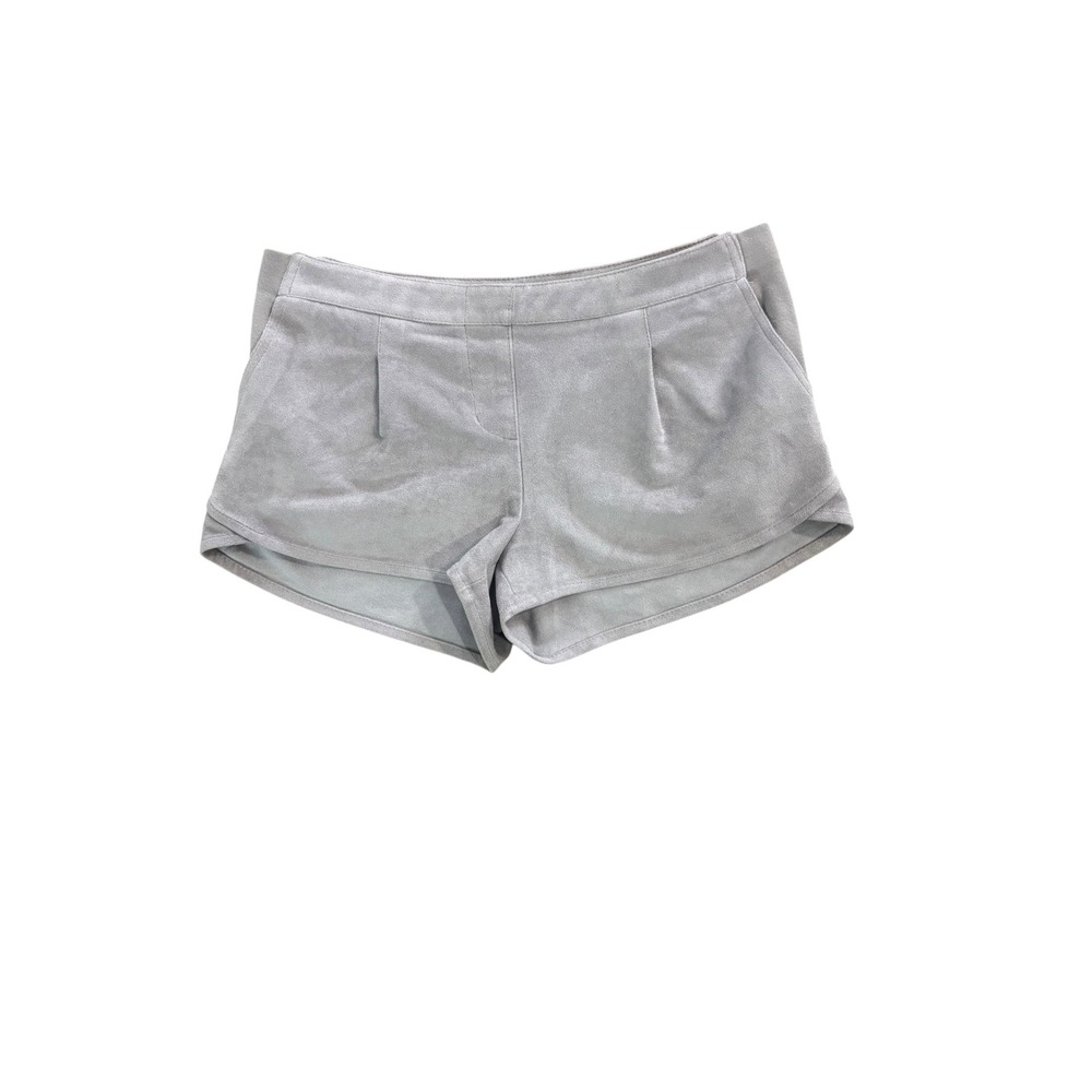 BCBGMAXAZRIA Phillipa Faux Suede Pleated Shorts Moss Grey Size Small